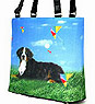 Bernese Handbag 1 This Microfiber Bernese bucket handbag features a beautiful Bernese Mountain dog against a blue sky and green grass background. Measures 10.50" X 9.50" (26.67 X 24.13 cm).