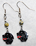 Lab Black Earrings 1 - Genuine lemon Jasper gemstone beads are paired with black enamel Labrador charms.