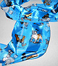 Pug Scarf 2 - This long scarf comes in deep, tropical blue and features many breeds including Pugs, Chows, Afghan Hounds, Bichons, Poodles, and Boxers. Measuring 58' long X 13" wide (147.32 X 33.02 cm).